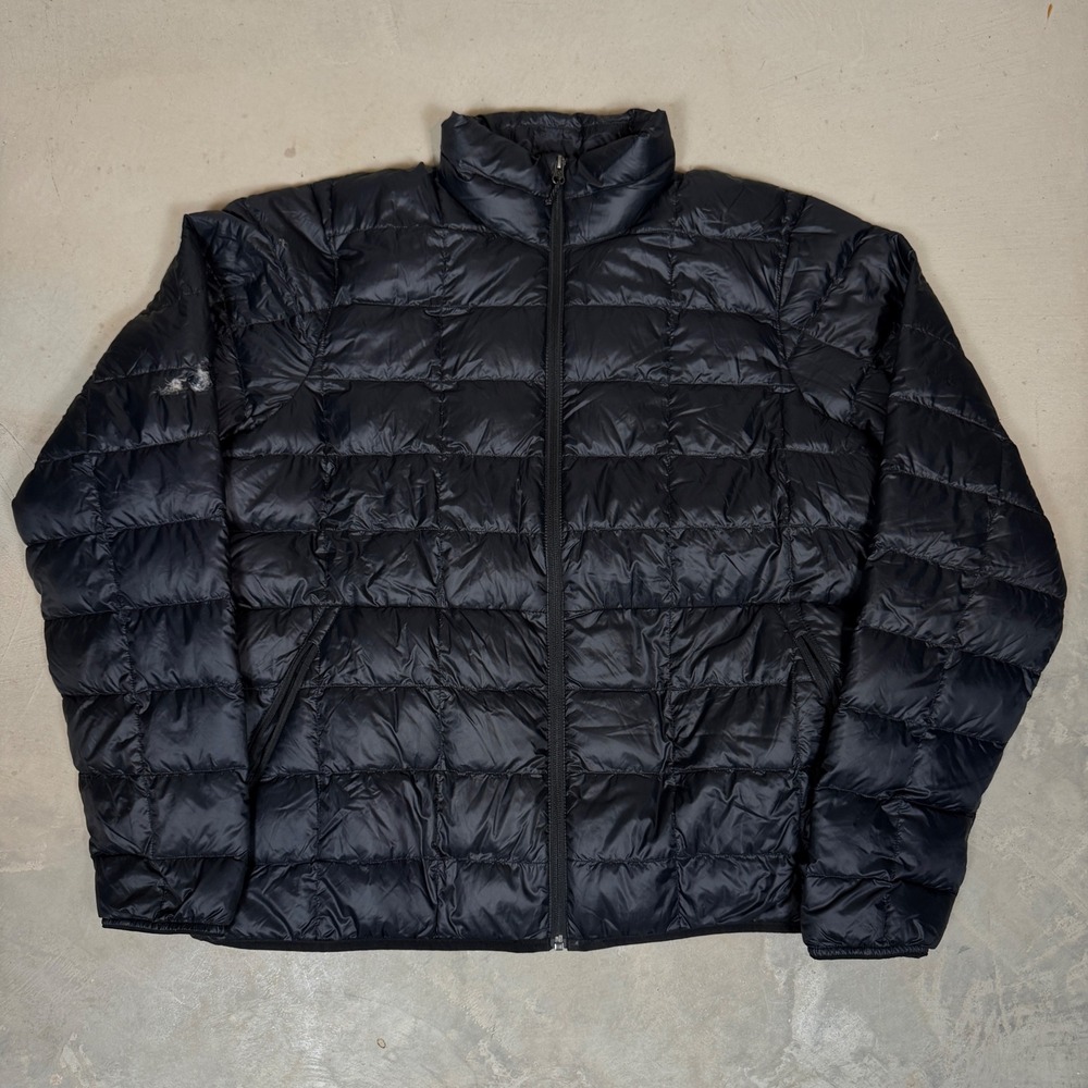 REI Co-op 650 Down Jacket Mens Large Black Puffer Full Zip stand up collar